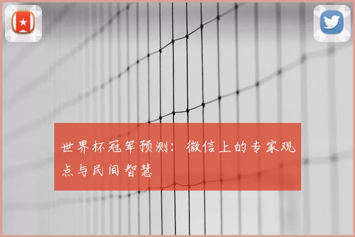 世界杯冠军预测：微信上的专家观点与民间智慧
